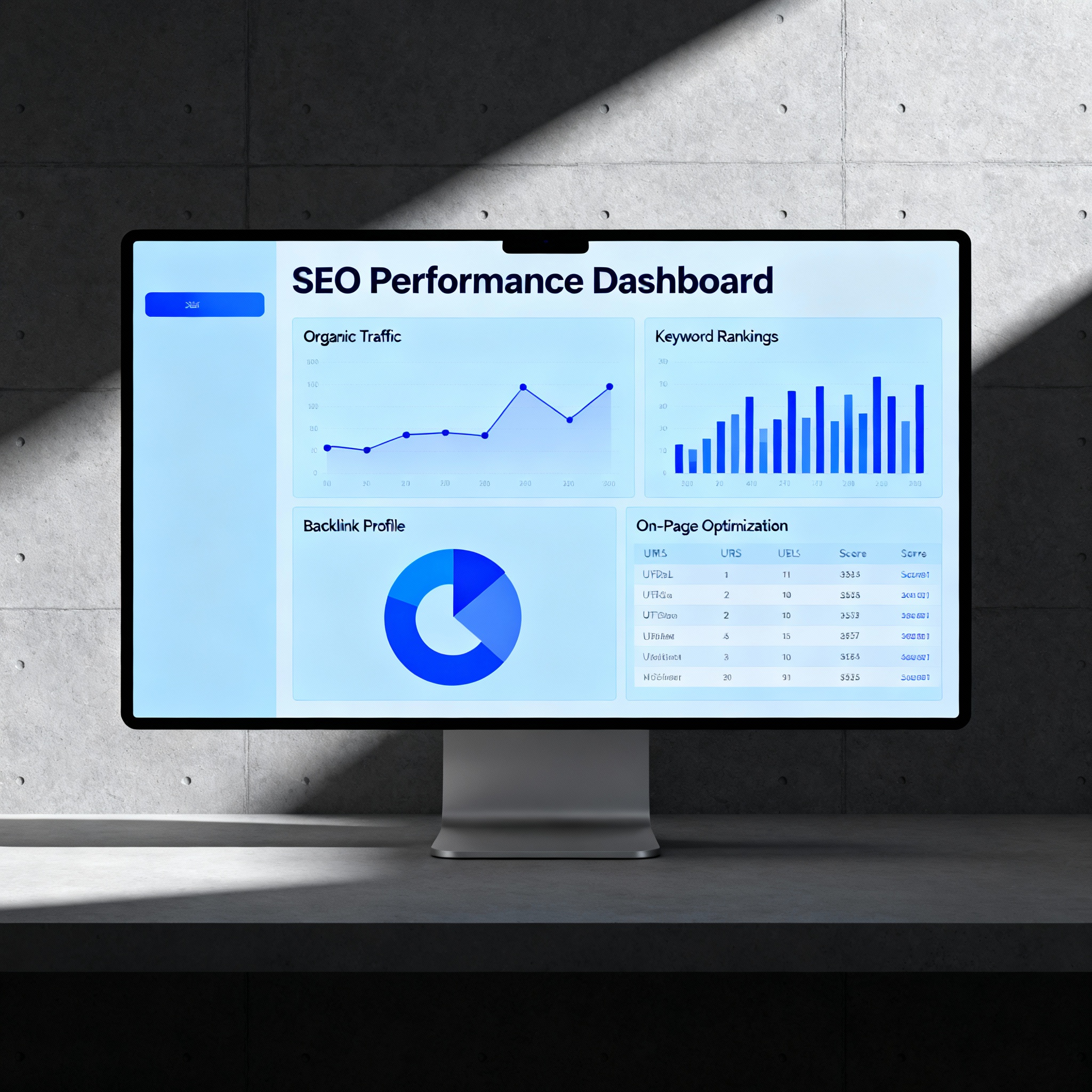 Dashboard SEO moderne sur ordinateur – meilleurs outils SEO 2026