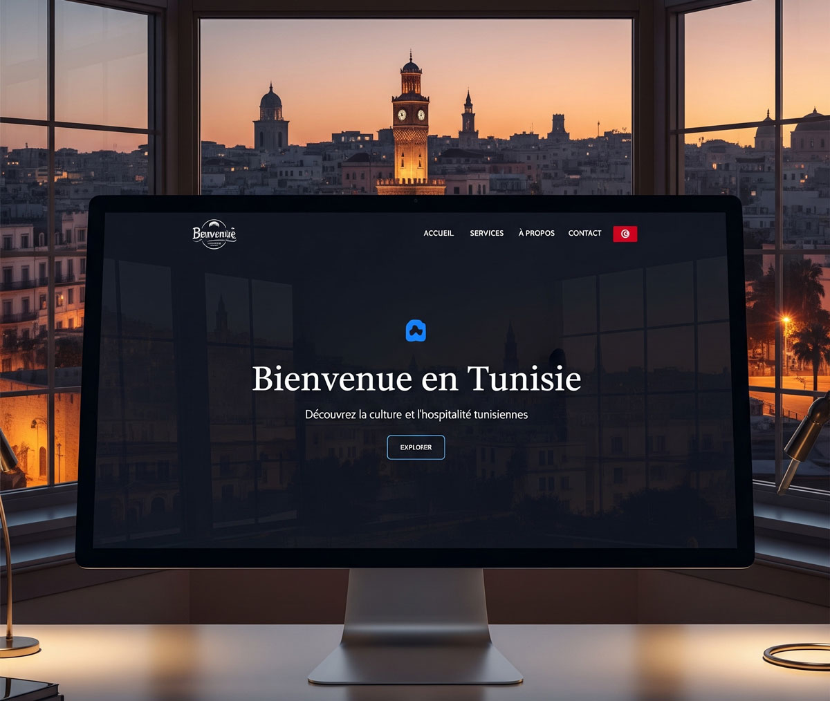Avantages du design web en mode sombre mis en scène pour un site tunisien