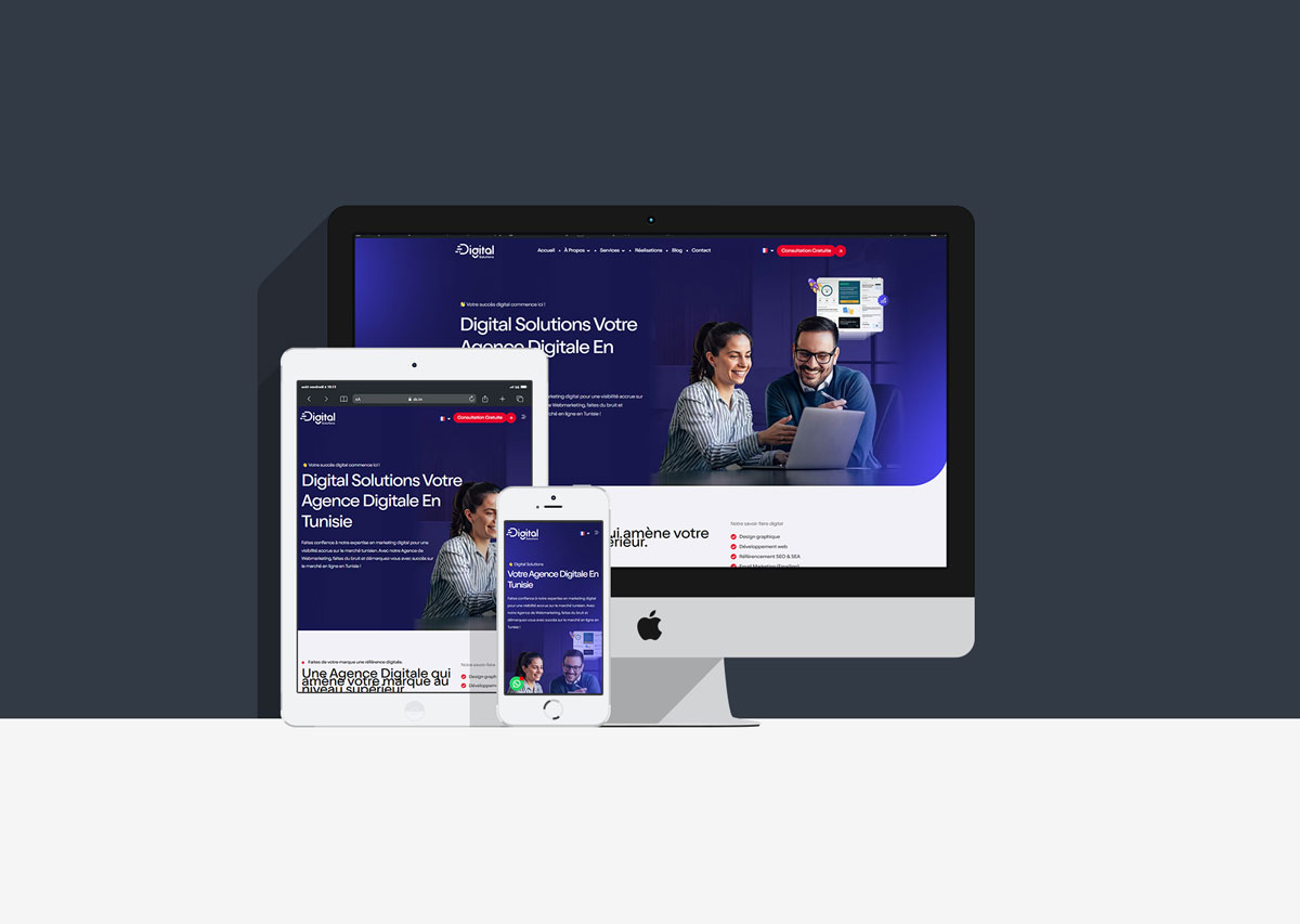 Site internet responsive adapté à la navigation en Tunisie sur smartphone, tablette et ordinateur